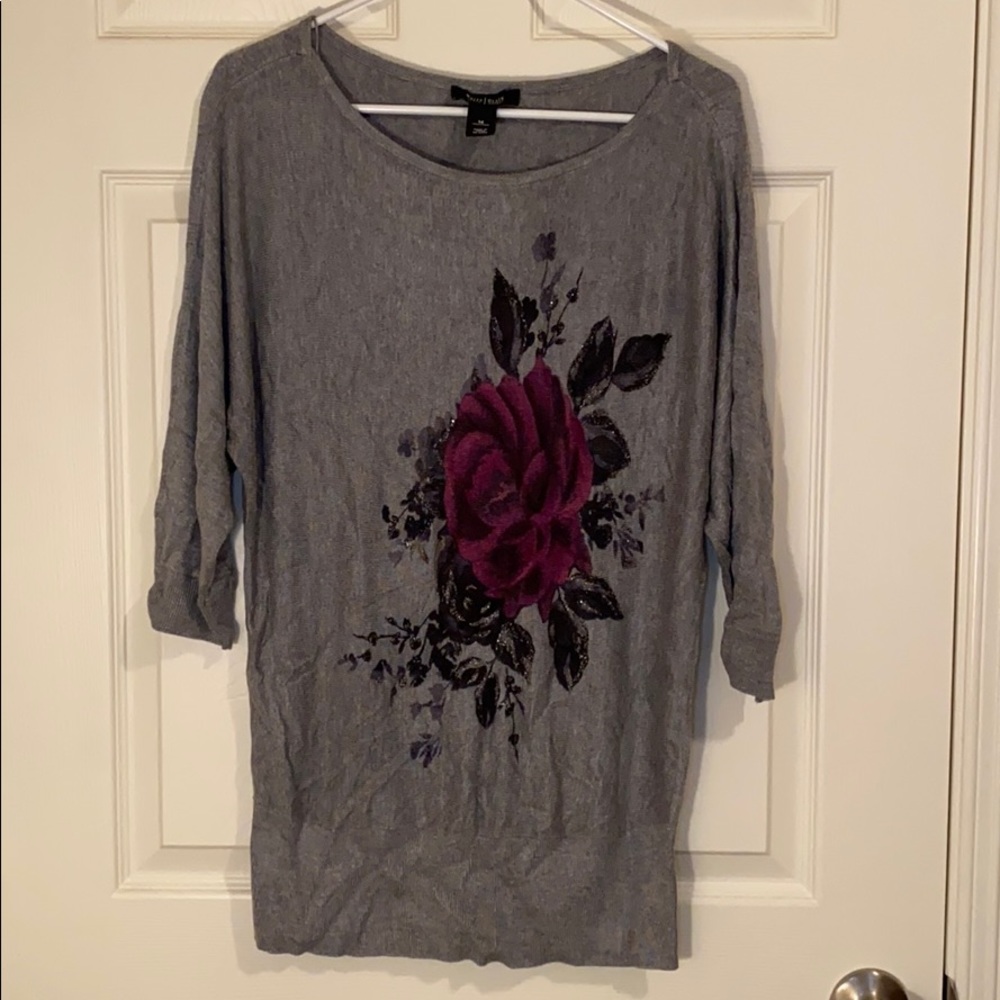 Grey White House Black Market Sweater